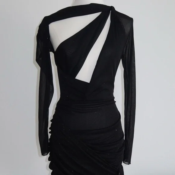 slim fit dress slacks Goddess Cutout Sheer Sequin Gown- Black – Moda Glam Boutique main image 0